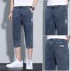 Shorts in denim a otto punti da uomo estivi sottili dritti larghi pantaloni a sette punti pantaloni casual da uomo marca trendy estivi