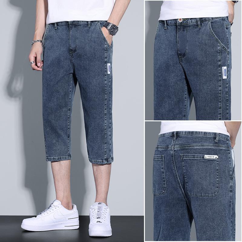 Shorts in denim a otto punti da uomo estivi sottili dritti larghi pantaloni a sette punti pantaloni casual da uomo marca trendy estivi