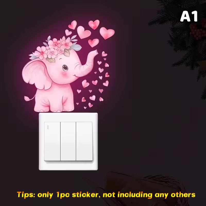 

Glow-In-The-Dark Switch Stickers Penguins Elephants Design Self-Adhesive Removable Wall Stickers Suitable For Switches & Outlets A1