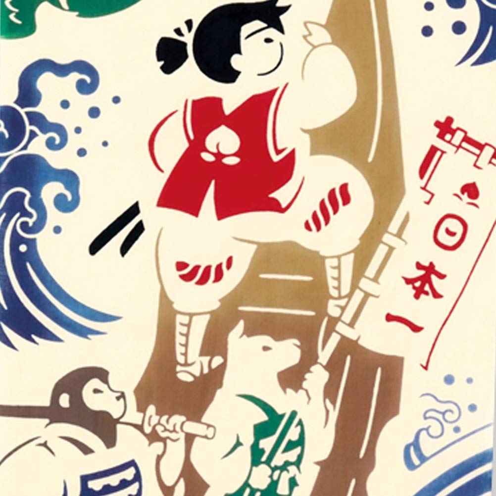 Made in Tenugui 35 x Japanese Folktale Momotaro Miyamoto-Towel Kenema, Japan, Chū-dyed (Tenugui) 90cm, (50160)