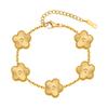 18K Gold Plated Floral Bracelets,Stainless Steel Charm Bracelet Non-Tarnish,Adjustable lucky Chain Set Trendy Gift