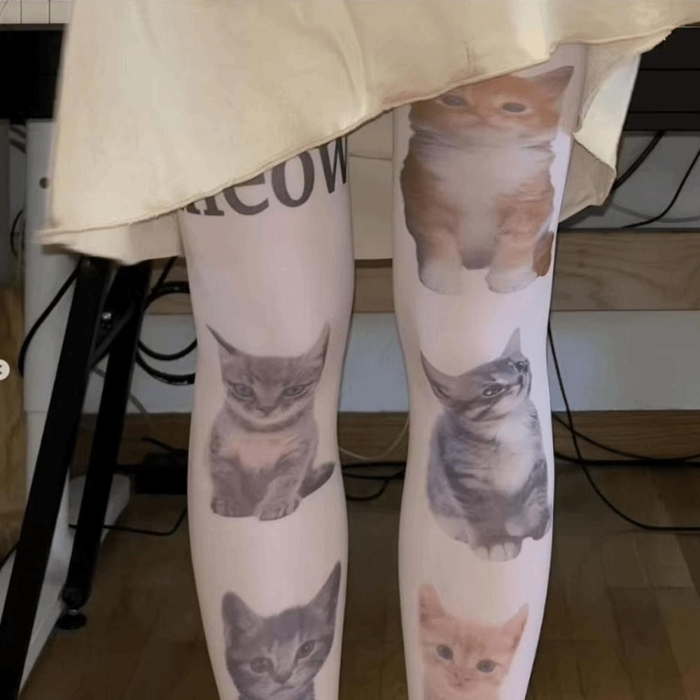 Süße atmungsaktive Katzen-Strumpfhosen Harajuku Streetwear Verstellbare lange Socken Y2K Rollenspiel-Socken Cosplay