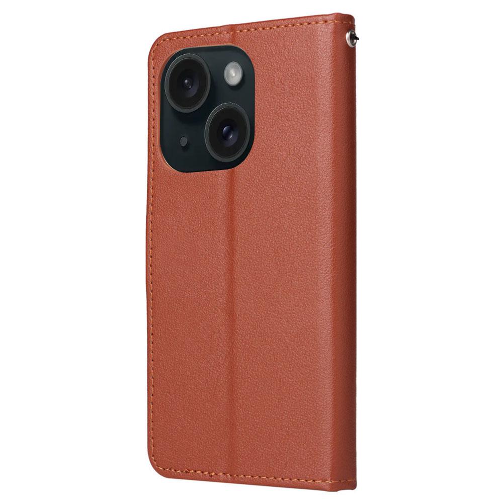 For iPhone 15 Magnetic Closure Flip PU Leather Phone Stand Cover Wallet Cell Phone Case