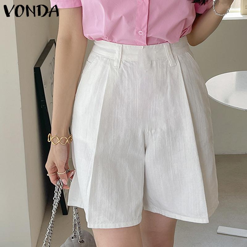 

VONDA однотонные летние тонкие свободные шорты трапециевидной формы