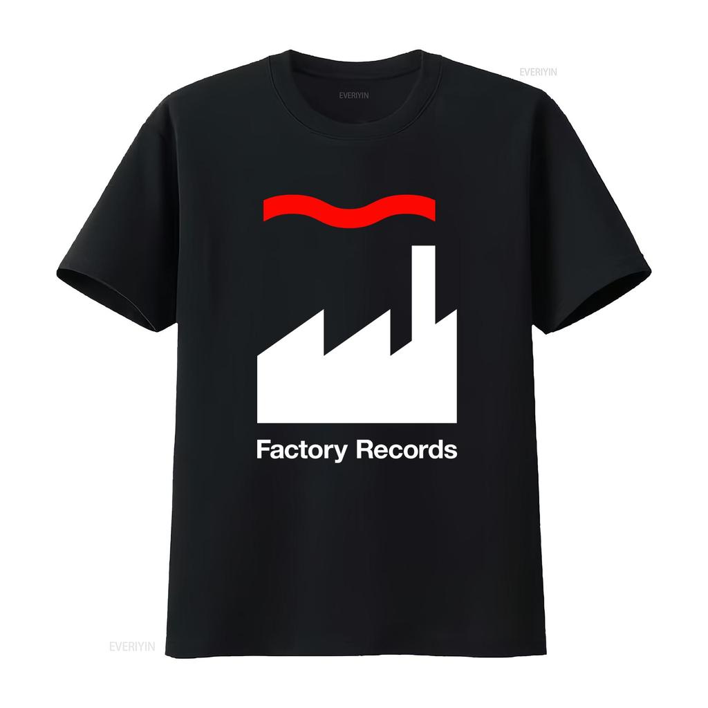 Factory Records T-Shirt Erhältlich in allen Größen S XXL Klassische Schwarz-Weiß-Farben Vintage gewaschen Designer-Kleidung Dehnbar