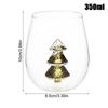 Christmas Tree Glass Cup Anti-Tip Table Centerpieces Holiday Tree Wine Glasses Drinking Cups for Living Room Bedroom Office Desk