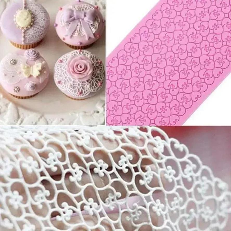 1 st spetssilikonform tårtdekorationformar sockerhantverk fondantmatta tårtdekoration bakverktyg formar tillbehör