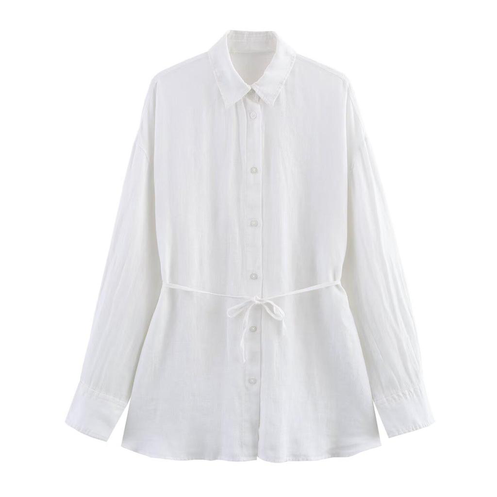 Spring/Summer 2025 Women's Slim Fit Belted Lapel Shirt