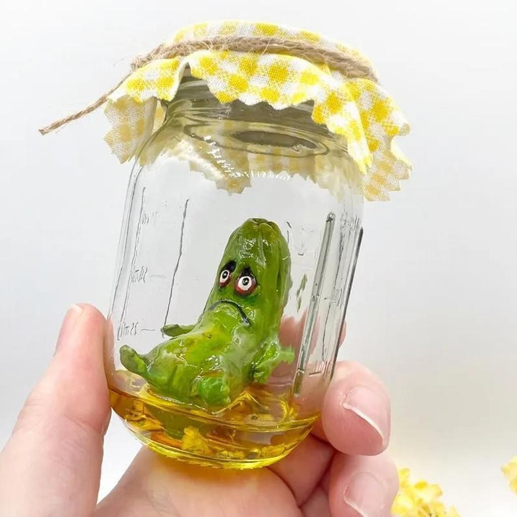 Angry in a Jar Resin Sculpture, Funny Novelty Figurine for Desk Decor, Home Decoration