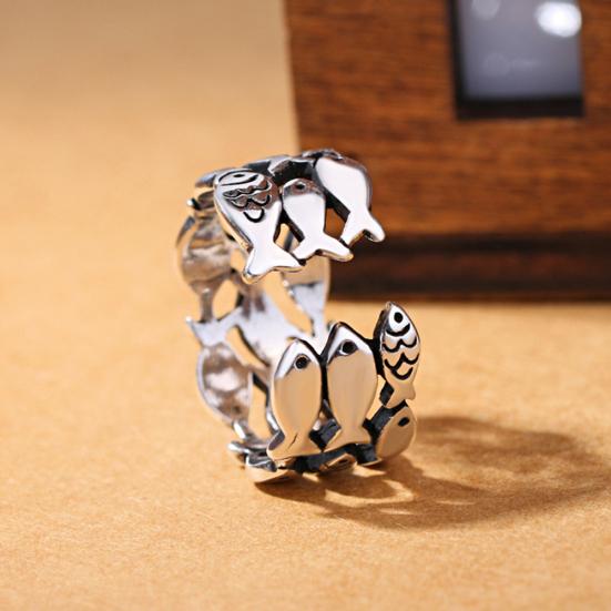 Creative Lovely Fish Silver Plated Opening Finger Ring Women's Jewelry Gift