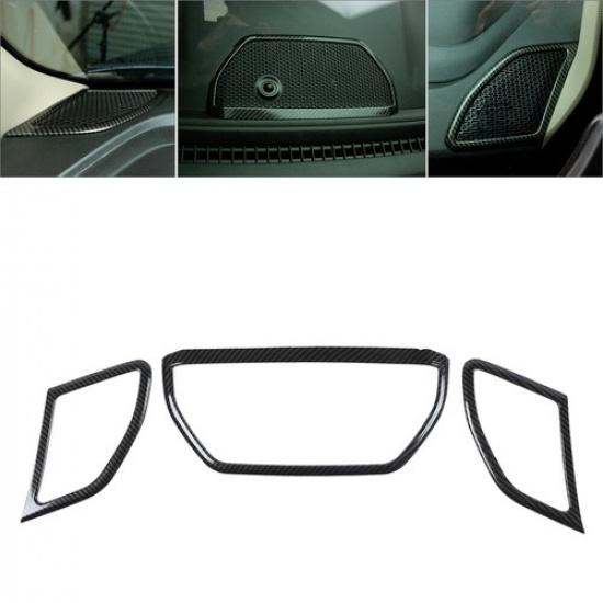 Car Center Console Speaker Trim Cover Frame For Dodge Ram 1500 18+ Carbon Fiber