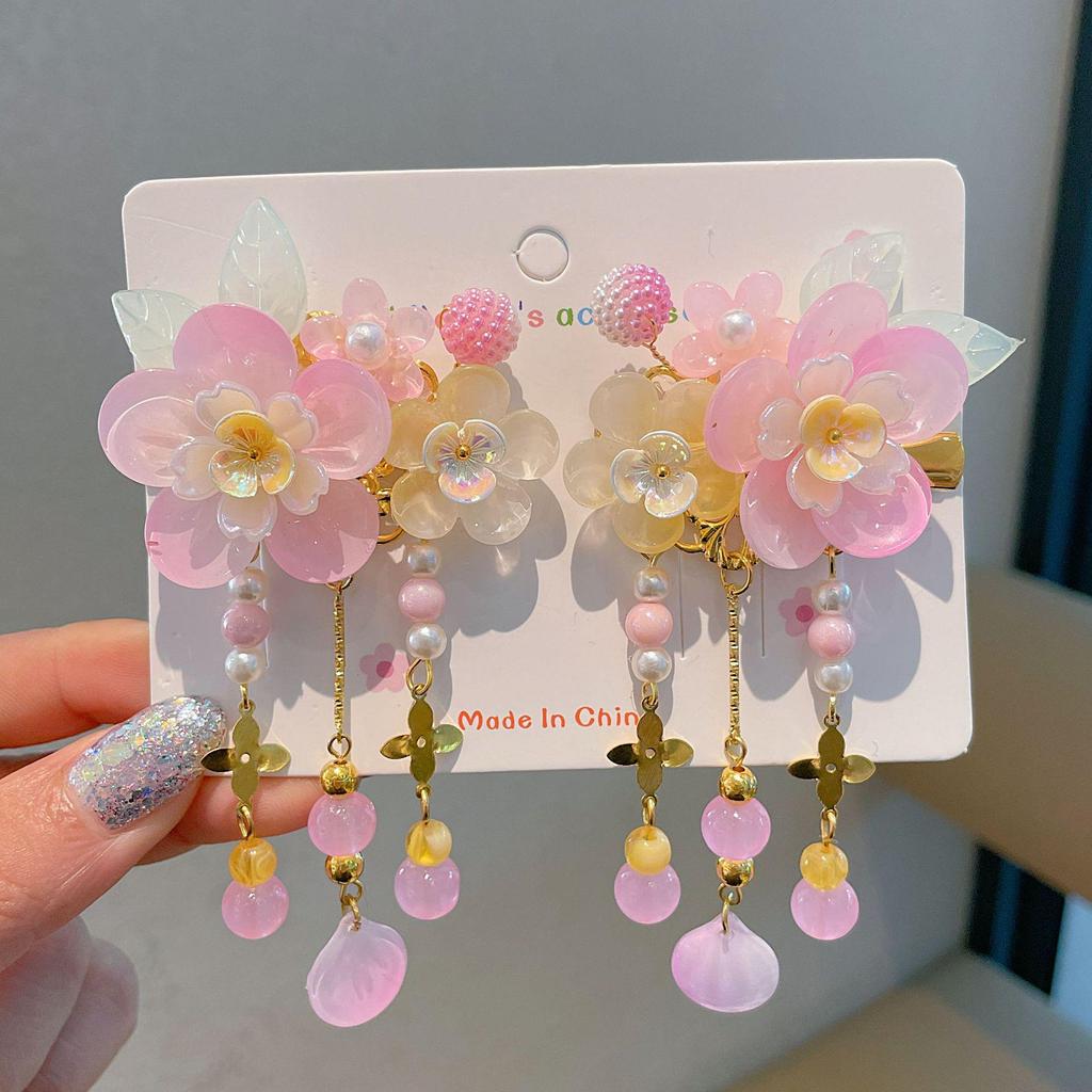 Hanfu Damen Blumen Quasten Kopfschmuck - Prinzessinnenstil Haarnadel für Mädchen