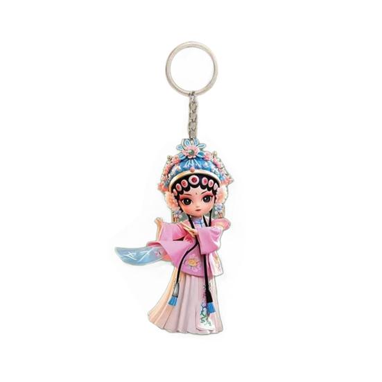 2D Flat Acrylic Pendant Rearview Mirror Decoration with Lanyard Easy To Hang Cartoon Peking Opera Hanging Ornament