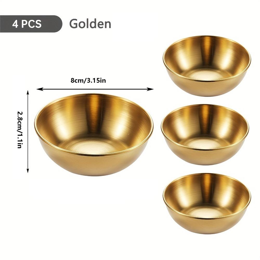 1/2/4/6/9pcs Stainless Steel Round Saucers and Dipping Bowls - Perfect for Hot Pot, Sushi, and Appetizers - Includes Small Sauc