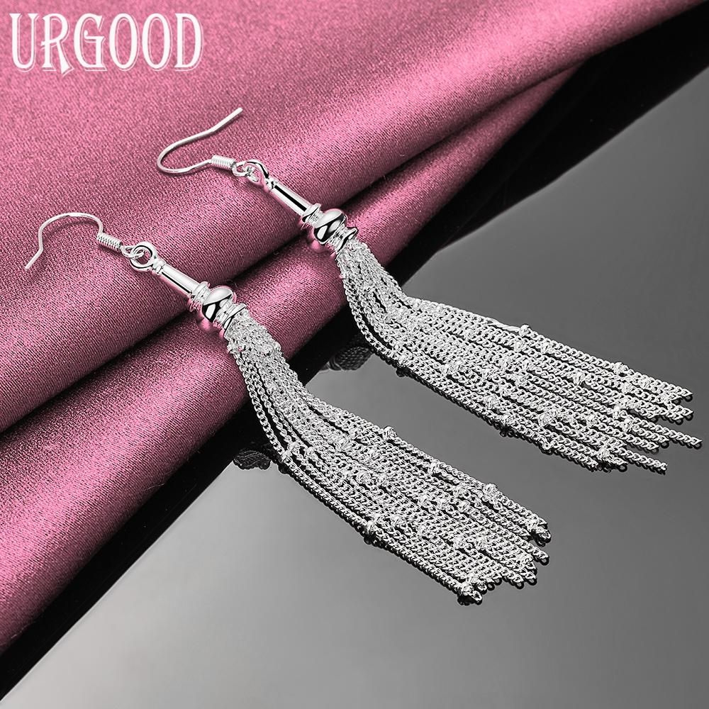 Boucles d'oreilles pendantes barre tendance en argent sterling 925 Bijoux de mariage