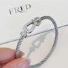 Fred Horseshoe Diamond-Set 18k Gold & Stainless Steel Bracelet - Luxurious Couple's Style for Men and Women, Large Size.
