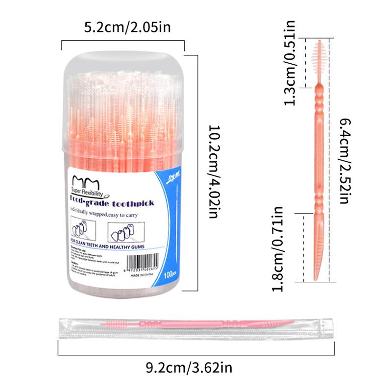 Doppelendiges zahnförmiges Zahnseide Einweg-Kunststoff-Zahnstocher Zahnseide Interdentalbürste Mundreinigung Pflegeinstrument