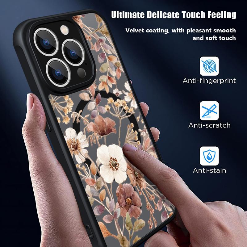 Vintage Floral Pattern Case For iPhone 17 Pro Max Magnetic For Magsafe Rugged Bumper Cover For iPhone 16 15 14 13 Pro Max