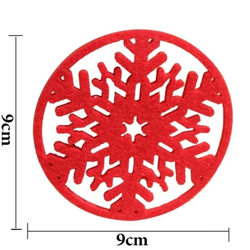 1pcs New Cup Mat Merry Christmas Decorations Snowflakes Cup Mat Non-woven Fabric Dinner Party Dish Tray Home Table Decoration