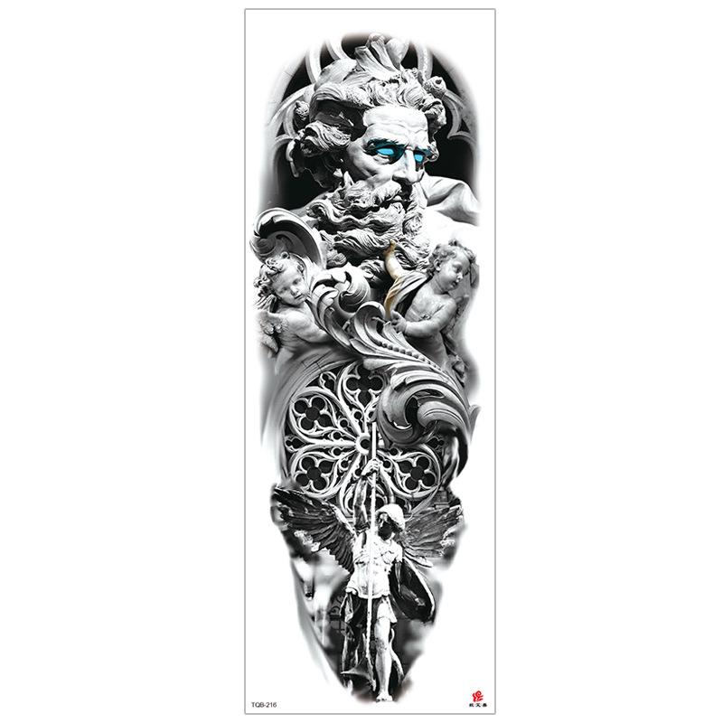 New Waterproof Full Arm Tattoo Stickers – Large Floral & Lion Design, Cross-Style, Hot Selling