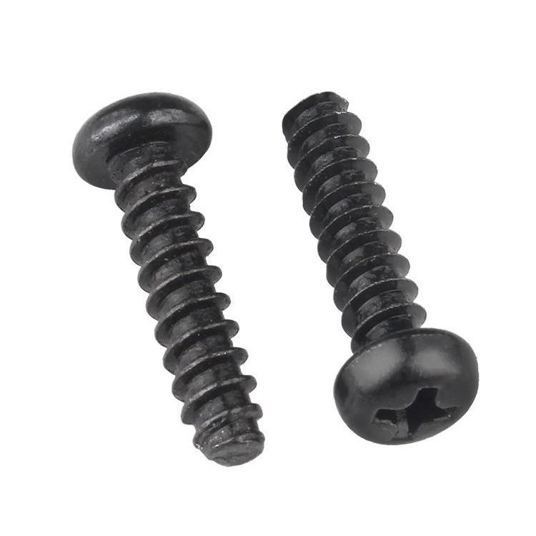 Black Carbon Steel Phillips Pan Head Self-Tapping Screws with Flat Tail