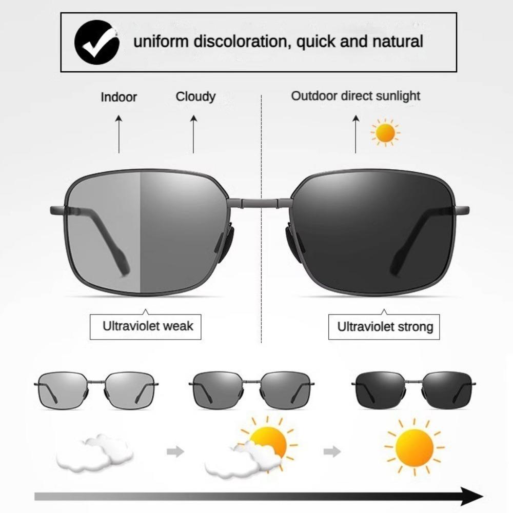 Polarized Folding Pochromics Sunglasses for Men's Driving Night Vision Glasses Day and Night