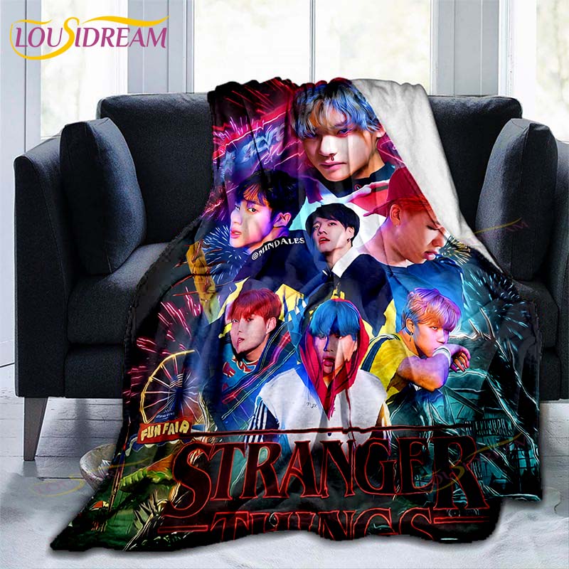 Kpop Bangtan Boys Bts Плед для дивана Покрывало для дивана Дорожное постельное белье Распродажа Плед Фланелевый плед Покрывало 75x90cm