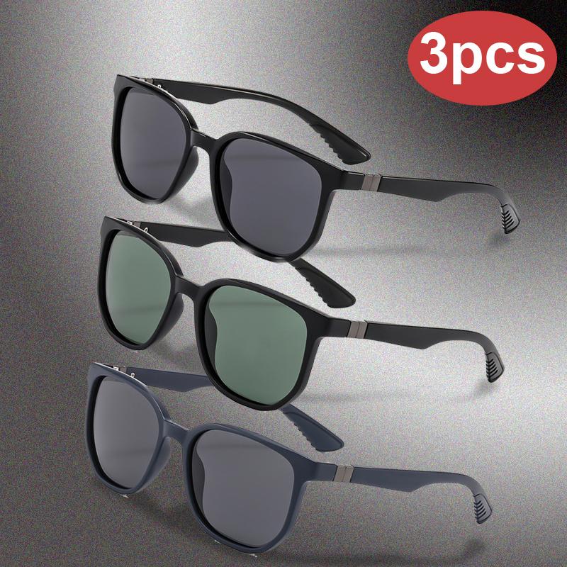 Driver Goggles 3pcs Square Polarized Sunglasses Outdoor Driving Travel Glasses Anti Glare Shade Eyewear Riding Glasses Unisex