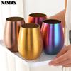 500ml Stainless Steel Single Layer Titanium Plating Wine Glasses Beer Milk Cup Drinking Mug Big Belly Water Cup Bar Supplies