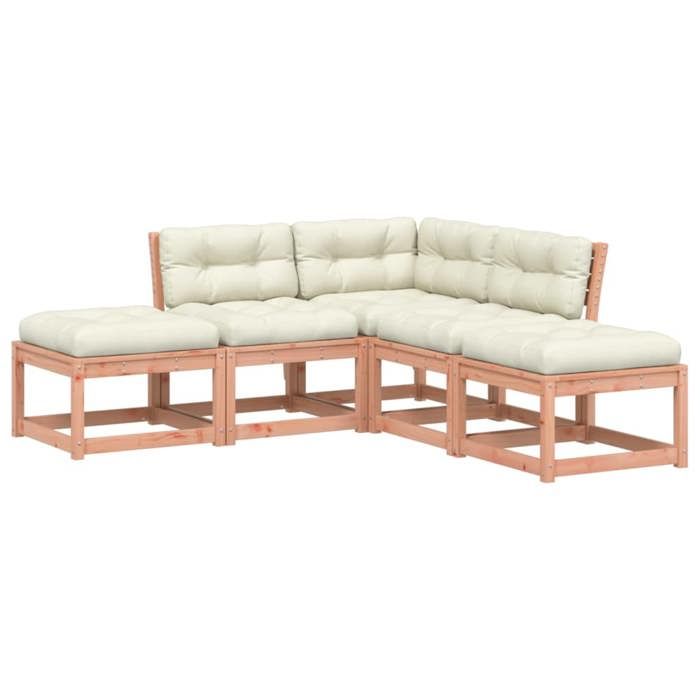 VidaXL Salon de Jardin avec Coussins 5 pcs, Canapés de Patio, Ensemble de Meubles, Mobilier de Terrasse Extérieur, Bois 3216963