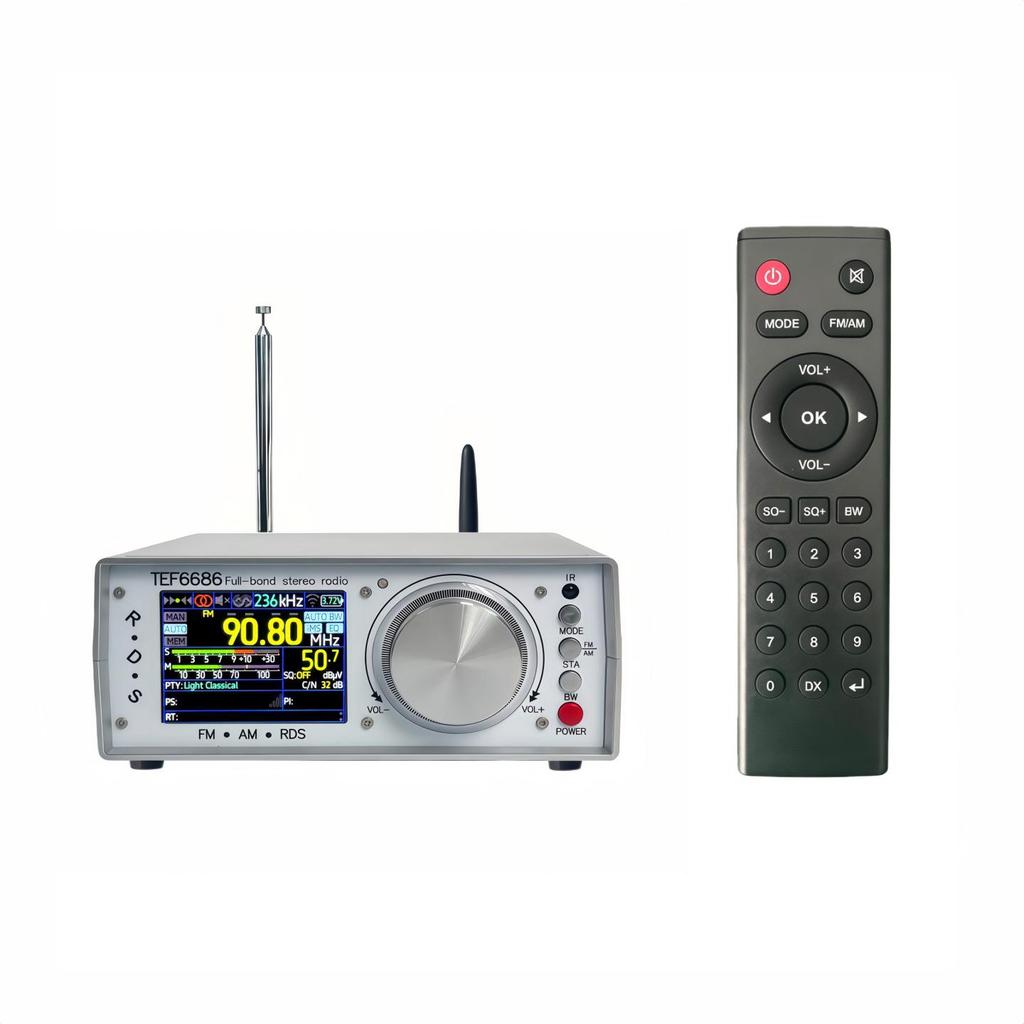 TEF6686 High-Sensitivity Desktop Stereo Radio with Infrared Remote Control