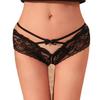 Culotte taille basse transparente avec ceinture papillon en dentelle pour femme
