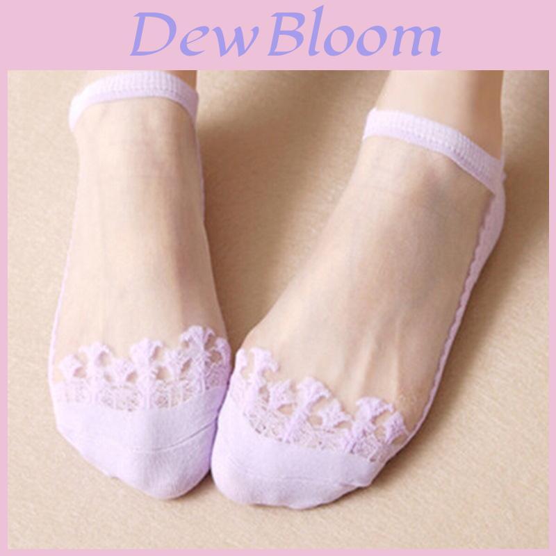Women Colors Sexy Ultra-thin Elastic Silky Short Silk Lace Invisible Socks For Effortless Elegance