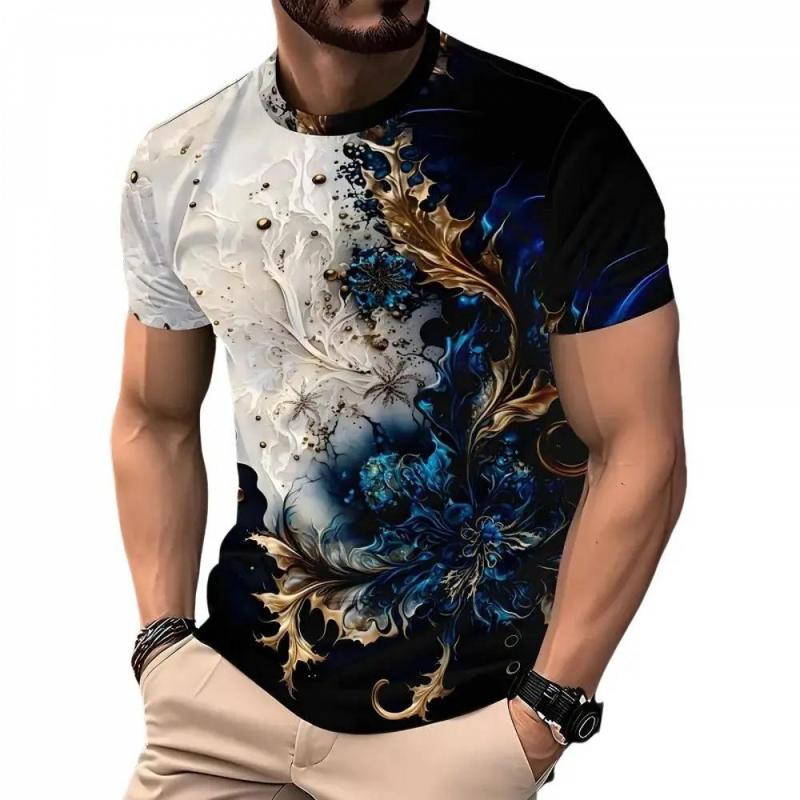 2026 Summer Men's Digital Printing T-Shirt Fashion Casual Breathable Quick-drying Short Sleeve Cross-border Special Supply