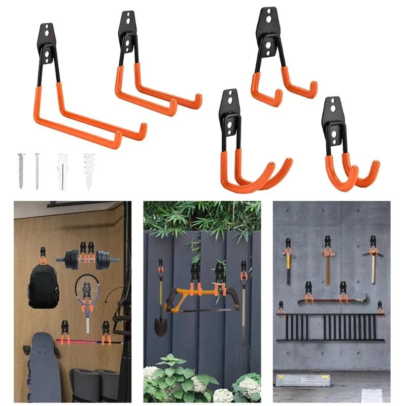 Heavy Duty Wall Mount Iron Hook Anti-Slip Garage Organizer Hanger for Bicycle Ladder Yard Tool Storage