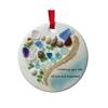 Wishing You Lots of Love And Happiness Sea Glass Ornament Handcrafted Round/Heart-Shaped Sea Glass Keepsake Christmas Tree Hanging Ornament