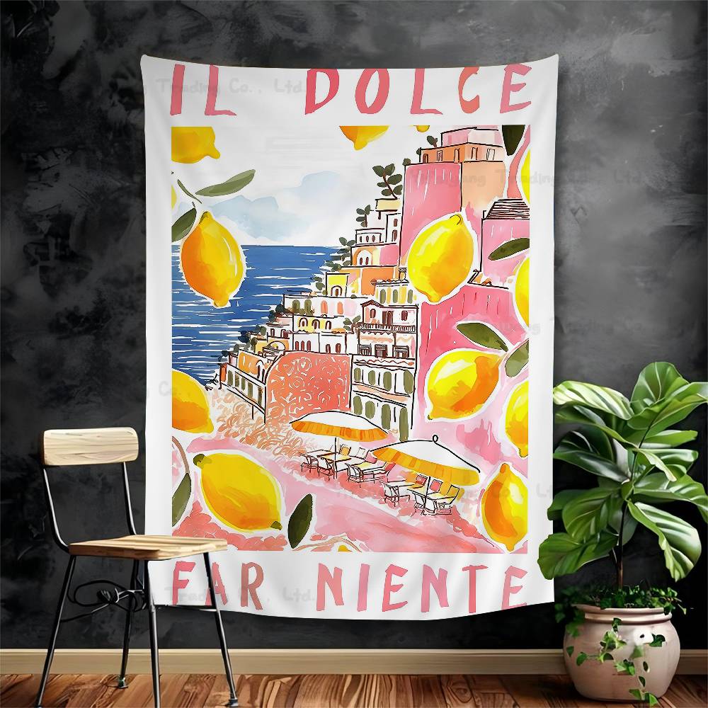 

La Dolce Vita Lemon Hanging Bohemian Tapestry Indian Buddha Wall Decoration Witchcraft Bohemian Hippie Cheap Hippie Wall Hanging 74x94cm(29x37in)