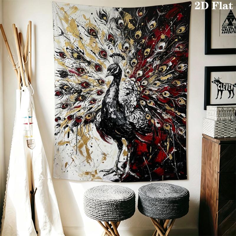 Peacock Wall Tapestry Aesthetic Wall Hanging Printed Fabric Blanket Decorative Tapestries for Bedroom Living Room Home Decor