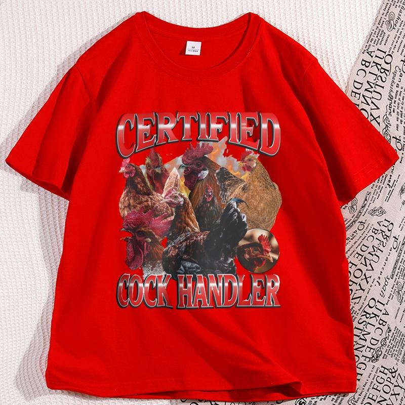 

Certified Cock Handler Cotton T Shirt Csual Short Sleeve Funny Graphic Tshirt Loose Short Sleeve Round Neck Basic Tee Clothing S