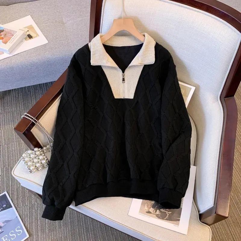 Sweatshirt for Women Cotton Oversize Thickened Loose Half-high Neck Casual Pullover Long Sleeve Winter Sweatshirt Top