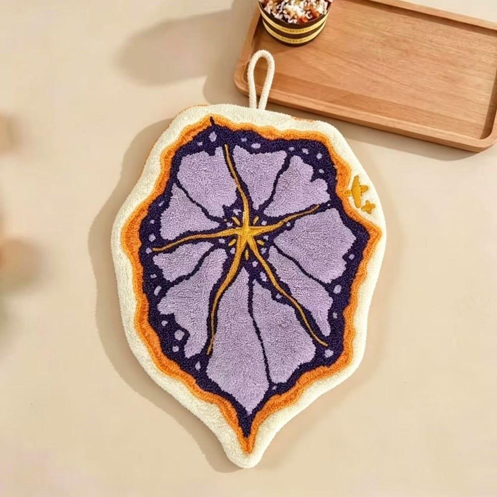 Soft Leaf Hand Towel Hanging Kitchen Handkerchief Portable Cleaning Towel for Bathroom Kitchen