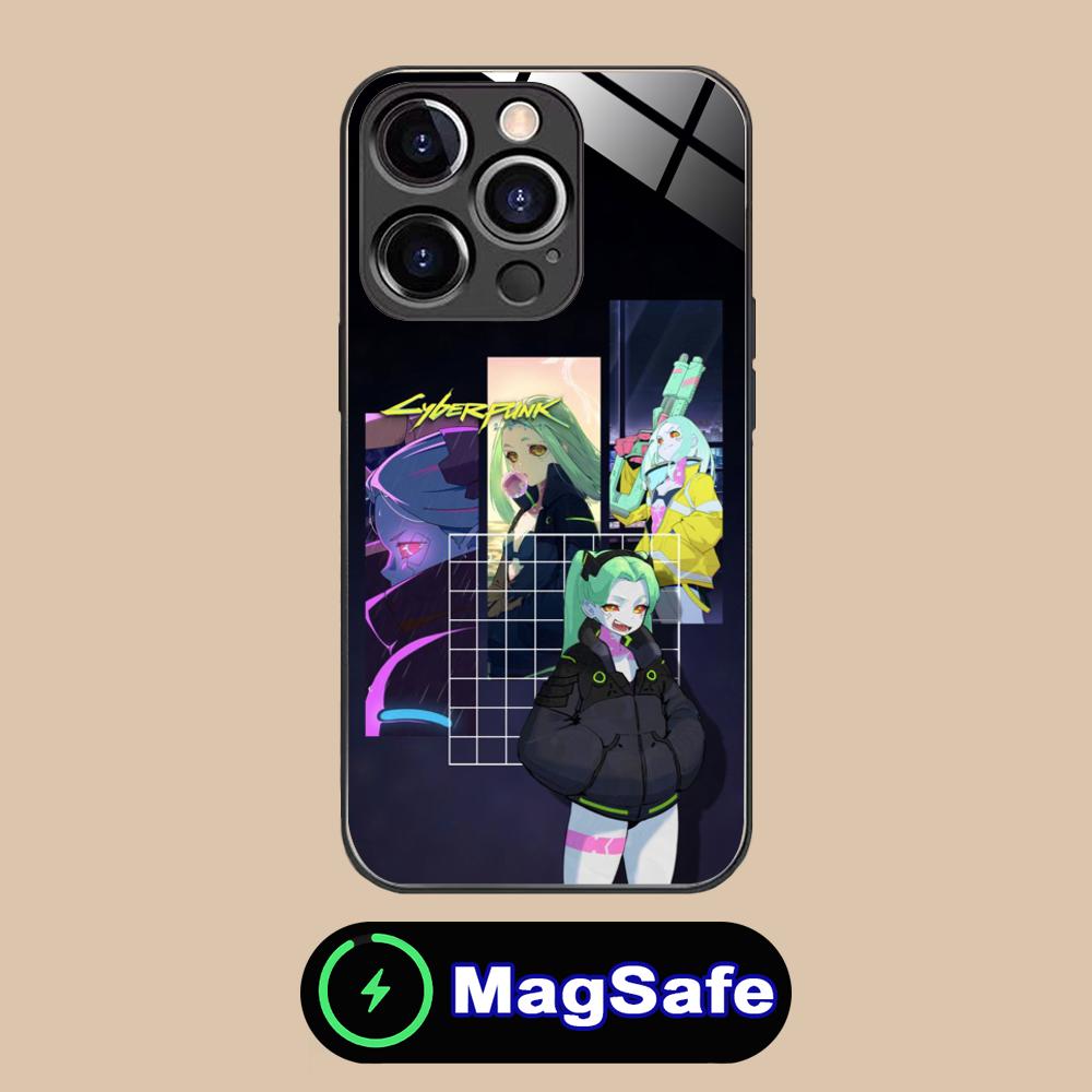 Punk Girl Rebecca Mobile Phone Case for iPhone 17 16 15 14 13 12 11 Air Pro Max Plus Mini MagSafe Glass Colorful Cover Luxury