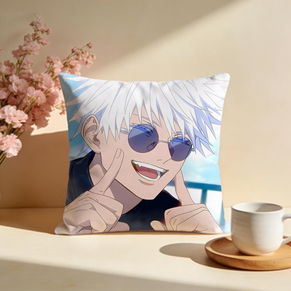 Fashion JJujutsu Kaisenes Cushion Cover Stylish Washable Pillow Cover Ideal for Couch Bedroom Car Decoration