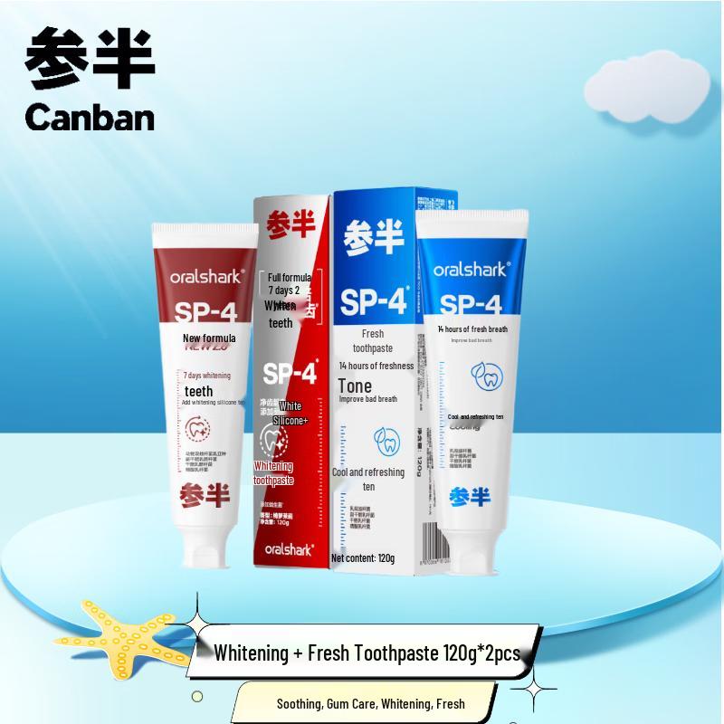 Semi-transparent SP-4 Whitening & Fresh Breath Toothpaste Twin Pack