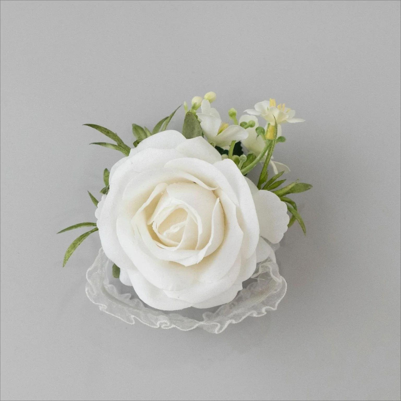 

1pc Wedding Simulation Flower Chest Flower Groom Bride Wrist Flower Set Ball Couple Accessories Dinner Party Artificial Flowers