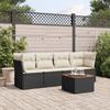 5 Piece Outdoor Sofa Set with Cushions Black Poly Rattan