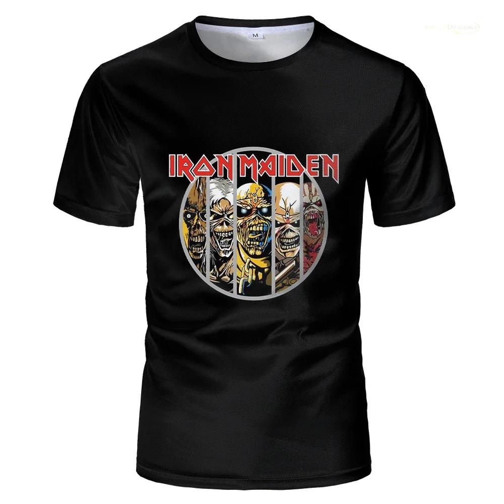 Iron Maiden Piece of Mind Vintage Tee: Eddie with Chains, 1983 Brain Damage, Black Music Fan Shirt