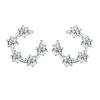 S925 Sterling Silver Moissanite Lucky Wreath Stud Earrings & Crescent Moon Ring
