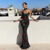 Spring and Summer New European and American Style Printed Dress, Fashionable and Sexy Slim Backless Dress
