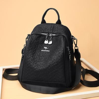 Women's Casual Backpack Women's Simple Pu Soft Leather Student Bag